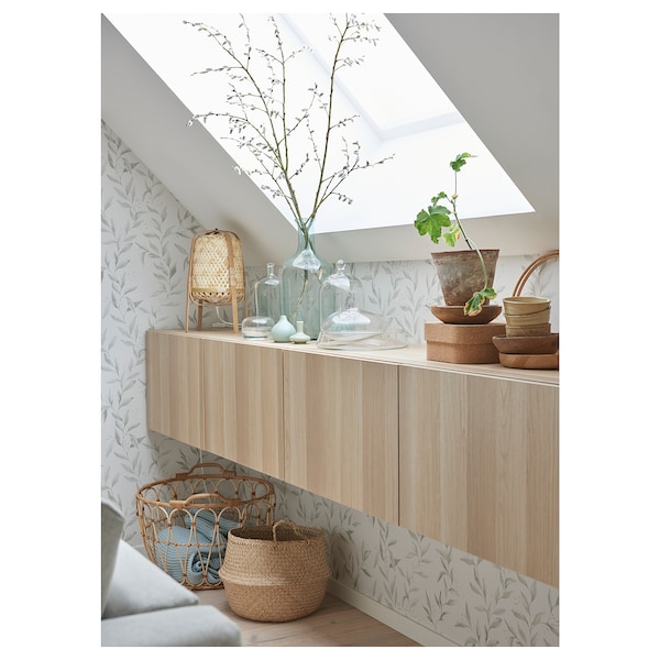 IKEA BESTÅ TV unit with doors, 70 7/8x16 1/2x15 in White Stained Oak Effect / Lappviken White Stained Oak Effect, Ikea Ireland | 8467YJWVT