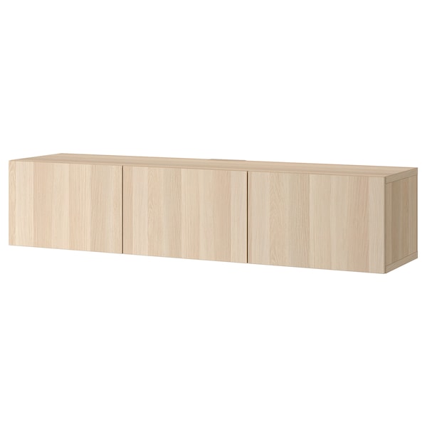 IKEA BESTÅ TV unit with doors, 70 7/8x16 1/2x15 in White Stained Oak Effect / Lappviken White Stained Oak Effect, Ikea Ireland | 8467YJWVT