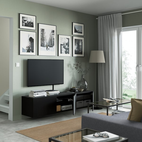 IKEA BESTÅ TV unit with doors, 70 7/8x16 1/2x15 in Black / Brown / Lappviken Black / Brown, Ikea Ireland | 9671QYFHS