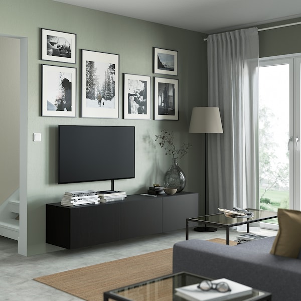IKEA BESTÅ TV unit with doors, 70 7/8x16 1/2x15 in Black / Brown / Lappviken Black / Brown, Ikea Ireland | 9671QYFHS