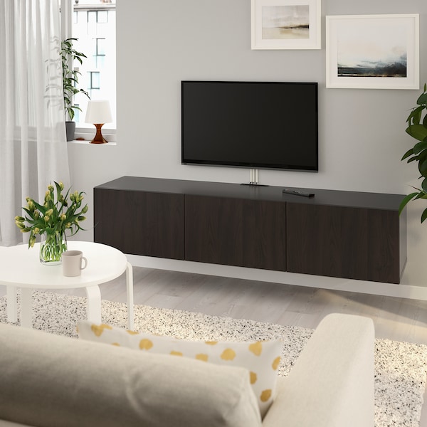 IKEA BESTÅ TV unit with doors, 70 7/8x16 1/2x15 in Black / Brown / Lappviken Black / Brown, Ikea Ireland | 9671QYFHS