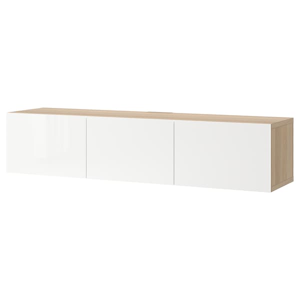 IKEA BESTÅ TV unit with doors, 70 7/8x16 1/2x15 in White Stained Oak Effect / Selsviken High / Gloss / White, Ikea Ireland | 5763AETWC