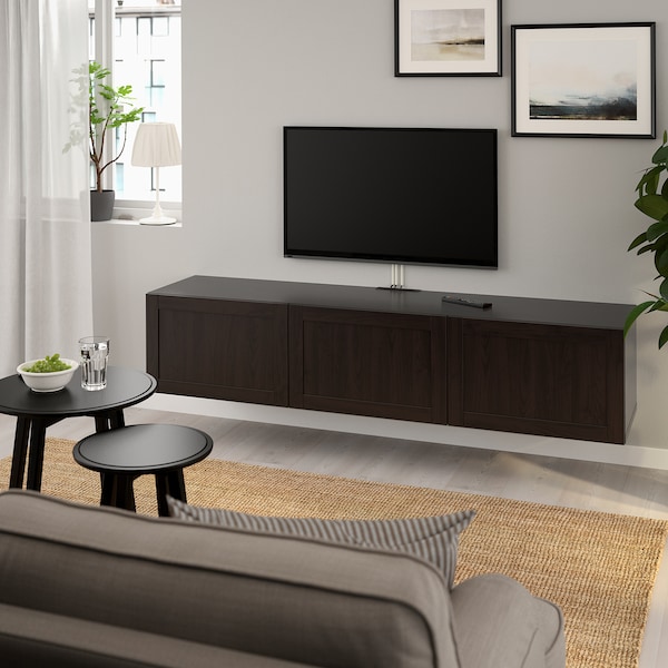 IKEA BESTÅ TV unit with doors, 70 7/8x16 1/2x15 in Black / Brown / Hanviken Black / Brown, Ikea Ireland | 2194DMUTA