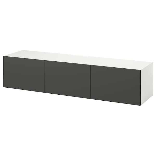 IKEA BESTÅ TV unit with doors, 70 7/8x16 1/2x15 in White / Lappviken Dark Gray, Ikea Ireland | 2578IJZSP