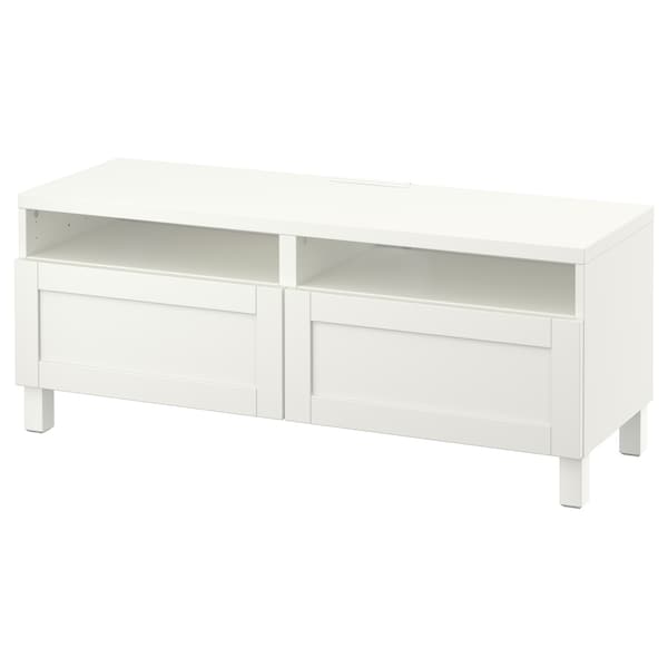 IKEA BESTÅ TV unit with drawers, 47 1/4x16 1/2x18 7/8 in White / Hanviken / Stubbarp White, Ikea Ireland | 1293HJQCA