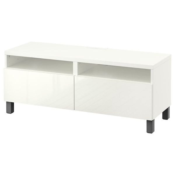 IKEA BESTÅ TV unit with drawers, 47 1/4x16 1/2x18 7/8 in White / Selsviken / Stubbarp Dark Gray, Ikea Ireland | 6537BZQYW