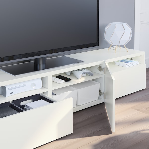 IKEA BESTÅ TV unit with drawers and door, 70 7/8x16 1/2x15 3/8 in White / Lappviken White, Ikea Ireland | 3806SPJQD