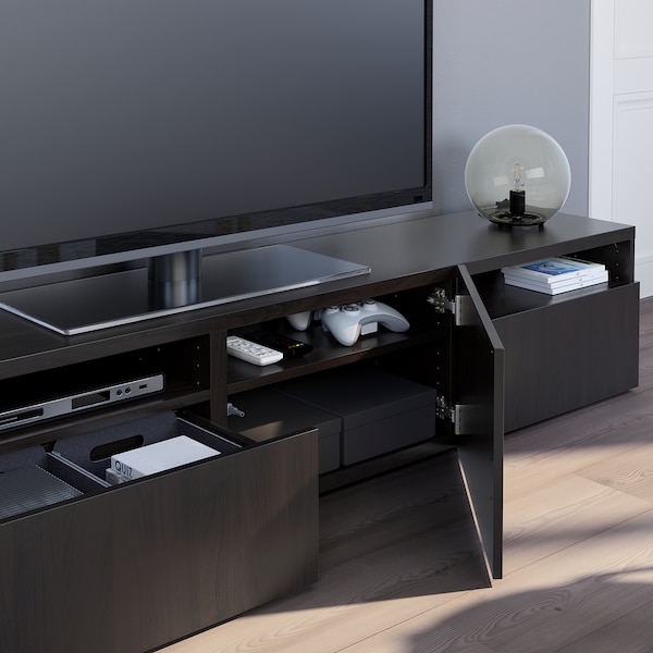 IKEA BESTÅ TV unit with drawers and door, 70 7/8x16 1/2x15 3/8 in Black / Brown / Lappviken Black / Brown, Ikea Ireland | 3790DEPIR