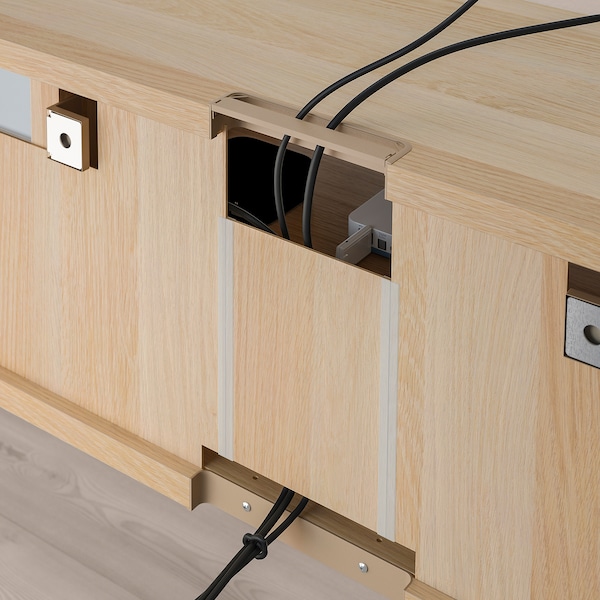 IKEA BESTÅ TV unit with drawers and door, 70 7/8x16 1/2x15 3/8 in White Stained Oak Effect / Selsviken High / Gloss / White, Ikea Ireland | 0219WZLGU