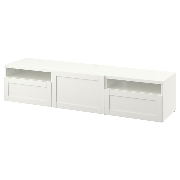 IKEA BESTÅ TV unit with drawers and door, 70 7/8x16 1/2x15 3/8 in White / Hanviken White, Ikea Ireland | 4875JAUGK