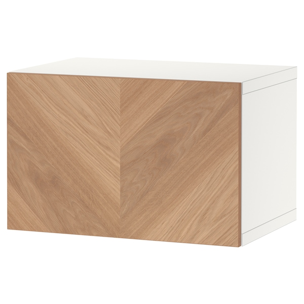 IKEA BESTÅ shelf unit with door, 23 5/8x16 1/2x15 in White / Hedeviken Oak Veneer, Ikea Ireland | 2975DTWON