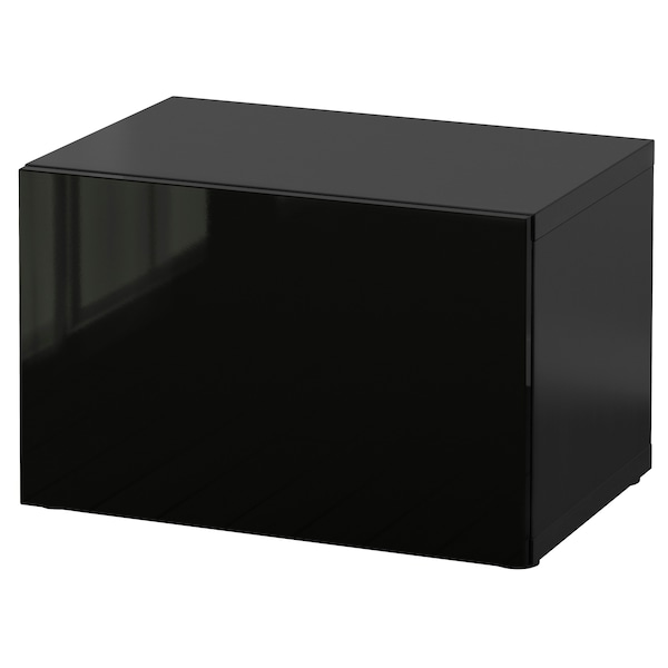 IKEA BESTÅ shelf unit with door, 23 5/8x16 1/2x15 in Black / Brown / Selsviken High / Gloss / Black, Ikea Ireland | 6018ZUPMG