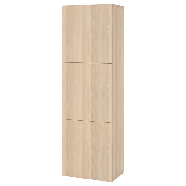 IKEA BESTÅ shelf unit with doors, 23 5/8x16 1/2x76 in White Stained Oak Effect / Lappviken White Stained Oak Effect, Ikea Ireland | 4368KIACE