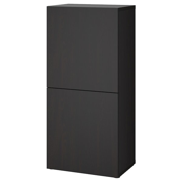 IKEA BESTÅ shelf unit with doors, 23 5/8x16 1/2x50 3/4 in Black / Brown / Lappviken Black / Brown, Ikea Ireland | 4176JOTNQ