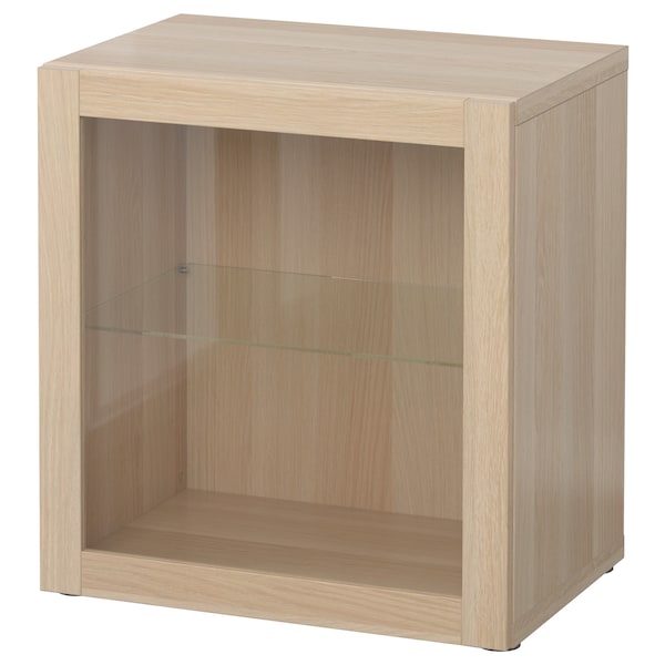 IKEA BESTÅ shelf unit with glass door, 23 5/8x16 1/2x25 1/4 in White Stained Oak Effect / Sindvik Wht Stained Oak Effect Clear, Ikea Ireland | 8345GQFAM