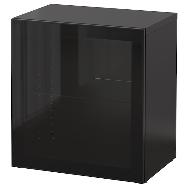 IKEA BESTÅ shelf unit with glass door, 23 5/8x16 1/2x25 1/4 in Black / Brown / Glassvik Black / Clear Glass, Ikea Ireland | 3265HRXBT