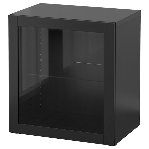 IKEA BESTÅ shelf unit with glass door, 23 5/8x16 1/2x25 1/4 in Black / Brown / Sindvik Black / Brown Clear Glass, Ikea Ireland | 3514YPWCL