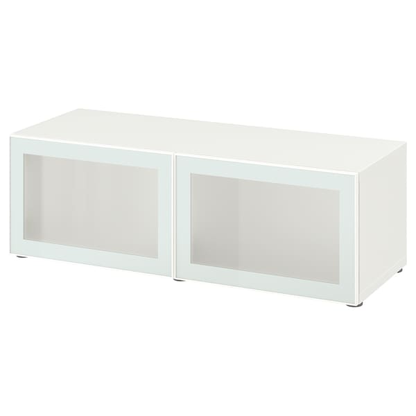 IKEA BESTÅ shelf unit with glass doors, 47 1/4x16 1/2x15 in White Glassvik / White / Light Green Frosted Glass, Ikea Ireland | 7539FJWYG