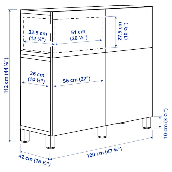 IKEA BESTÅ storage combination w doors/drawers, 47 1/4x16 1/2x44 1/8 in White Stained Oak Effect / Lappviken / Stubbarp, Ikea Ireland | 2796IVEBC