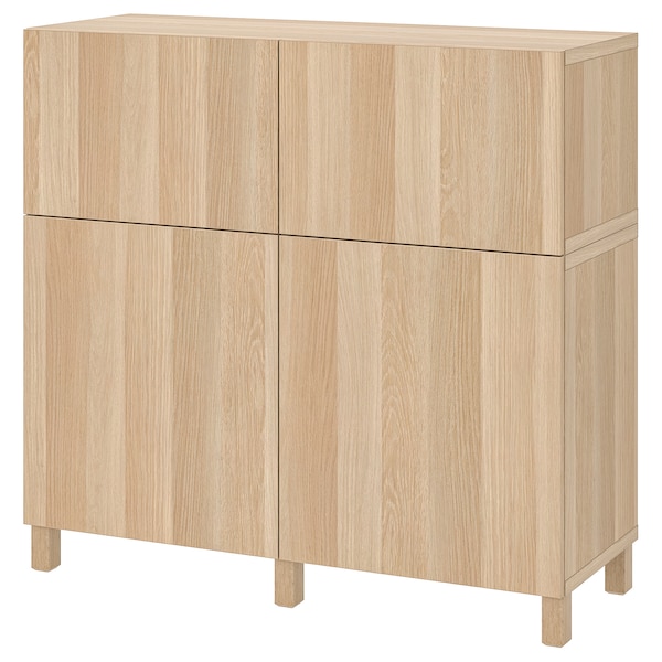 IKEA BESTÅ storage combination w doors/drawers, 47 1/4x16 1/2x44 1/8 in White Stained Oak Effect / Lappviken / Stubbarp, Ikea Ireland | 2796IVEBC