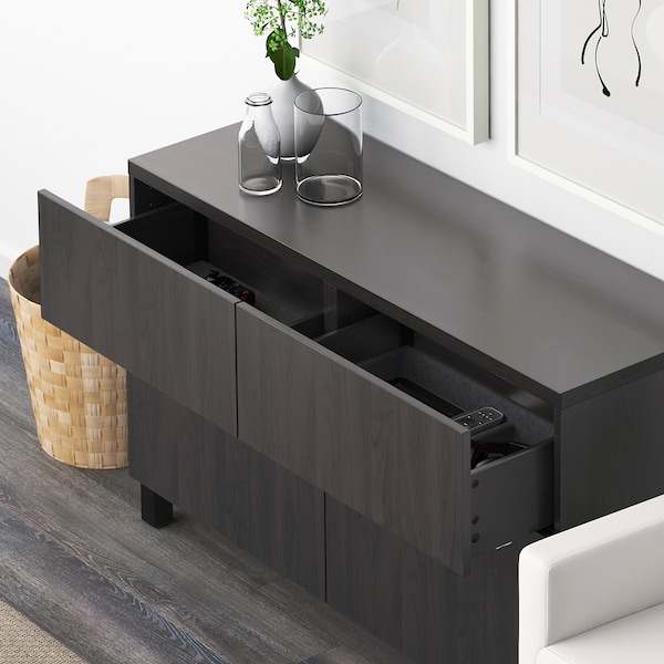 IKEA BESTÅ storage combination w doors/drawers, black-brown/Lappviken/Stubbarp black-brown, 47 1/4x16 1/2x29 1/8 in, Ikea Ireland | 9472YSPRG