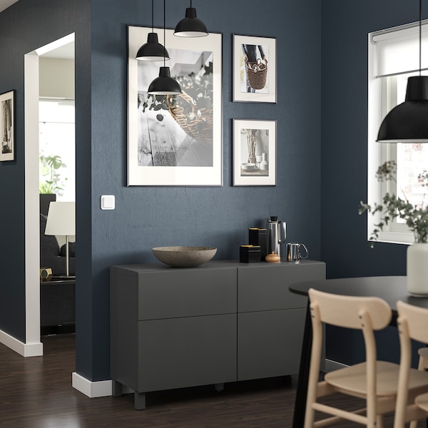IKEA BESTÅ storage combination w doors/drawers, 47 1/4x16 1/2x29 1/8 in Dark Gray / Lappviken / Stubbarp Dark Gray, Ikea Ireland | 1629KIZSV