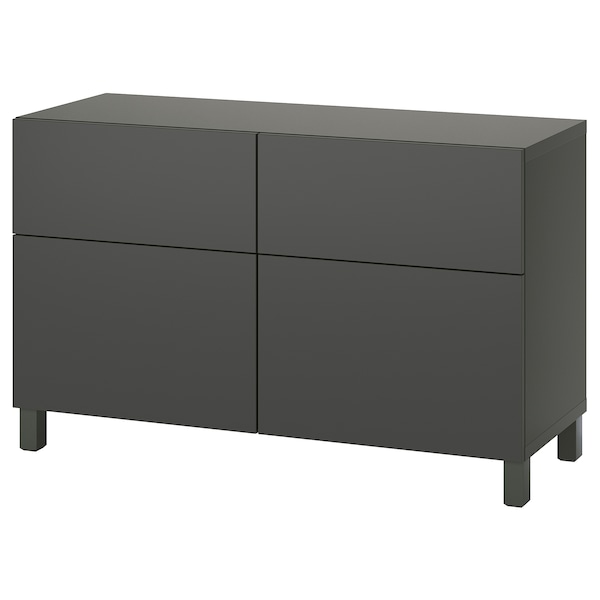 IKEA BESTÅ storage combination w doors/drawers, 47 1/4x16 1/2x29 1/8 in Dark Gray / Lappviken / Stubbarp Dark Gray, Ikea Ireland | 1629KIZSV
