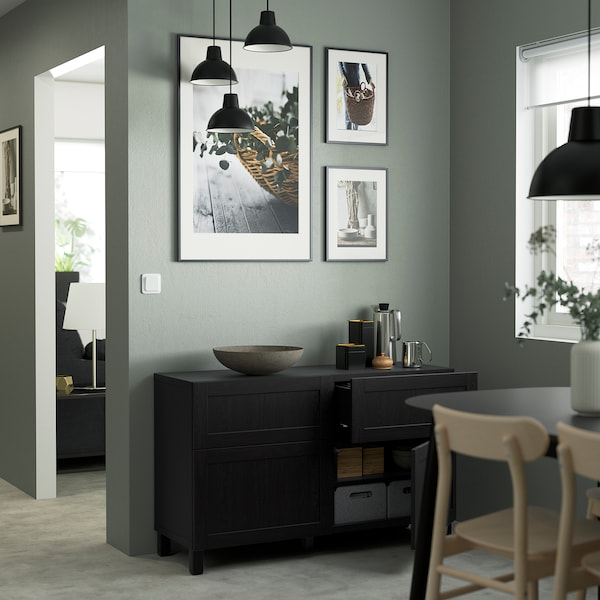 IKEA BESTÅ storage combination w doors/drawers, black-brown/Hanviken/Stubbarp black-brown, 47 1/4x16 1/2x29 1/8 in, Ikea Ireland | 5723KVEBX
