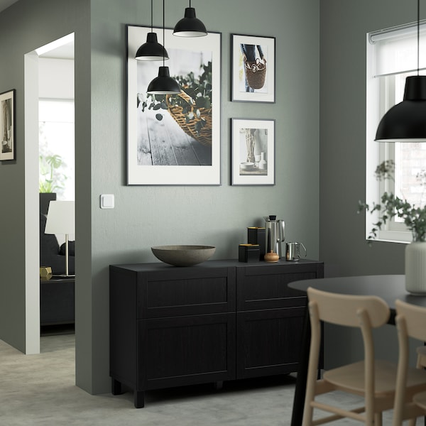 IKEA BESTÅ storage combination w doors/drawers, black-brown/Hanviken/Stubbarp black-brown, 47 1/4x16 1/2x29 1/8 in, Ikea Ireland | 5723KVEBX