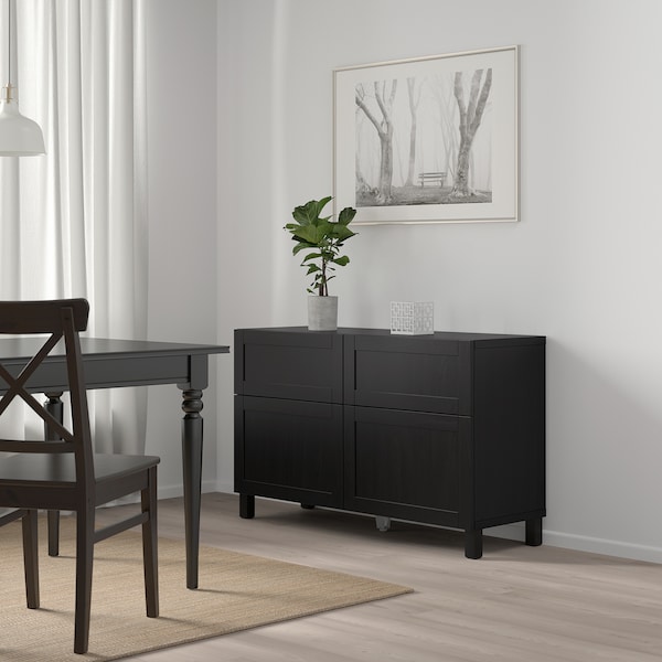 IKEA BESTÅ storage combination w doors/drawers, black-brown/Hanviken/Stubbarp black-brown, 47 1/4x16 1/2x29 1/8 in, Ikea Ireland | 5723KVEBX