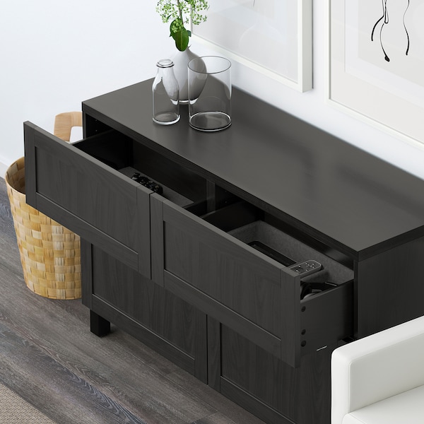 IKEA BESTÅ storage combination w doors/drawers, black-brown/Hanviken/Stubbarp black-brown, 47 1/4x16 1/2x29 1/8 in, Ikea Ireland | 5723KVEBX