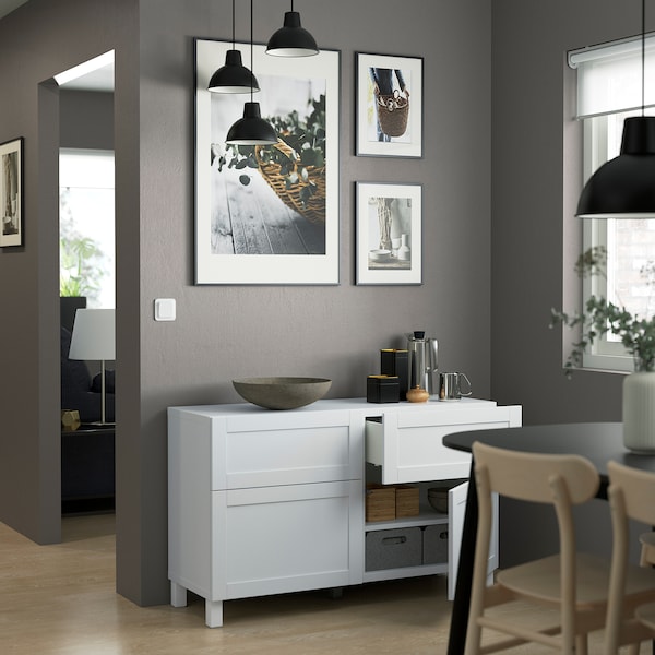 IKEA BESTÅ storage combination w doors/drawers, white/Hanviken/Stubbarp white, 47 1/4x16 1/2x29 1/8 in, Ikea Ireland | 8650QPDLY