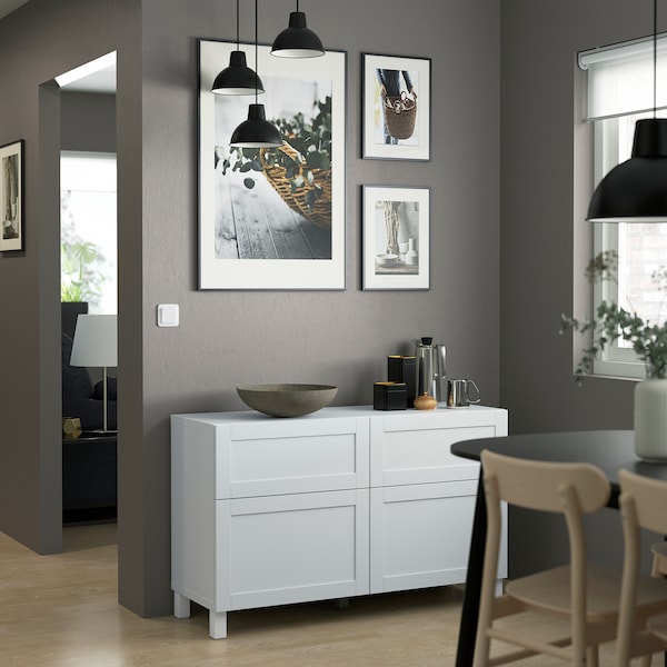 IKEA BESTÅ storage combination w doors/drawers, white/Hanviken/Stubbarp white, 47 1/4x16 1/2x29 1/8 in, Ikea Ireland | 8650QPDLY
