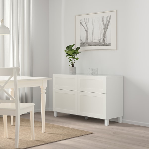 IKEA BESTÅ storage combination w doors/drawers, white/Hanviken/Stubbarp white, 47 1/4x16 1/2x29 1/8 in, Ikea Ireland | 8650QPDLY