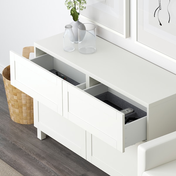 IKEA BESTÅ storage combination w doors/drawers, white/Hanviken/Stubbarp white, 47 1/4x16 1/2x29 1/8 in, Ikea Ireland | 8650QPDLY