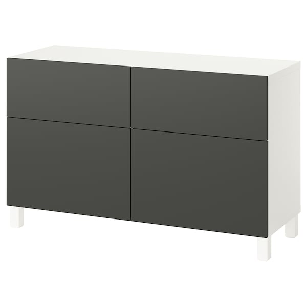 IKEA BESTÅ storage combination w doors/drawers, white/Lappviken/Stubbarp dark gray, 47 1/4x16 1/2x29 1/8 in, Ikea Ireland | 2641ICRYW