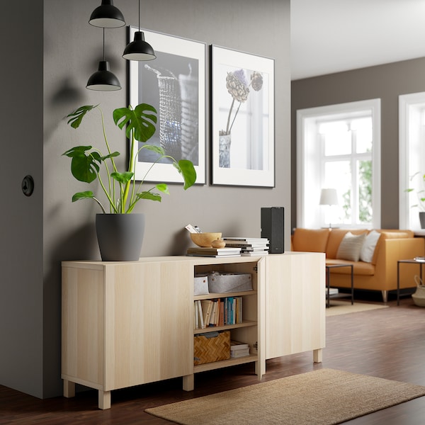 IKEA BESTÅ storage combination with doors, 70 7/8x16 1/2x29 1/8 in White Stained Oak Effect / Lappviken / Stubbarp White Stained Oa, Ikea Ireland | 7245DBXKY