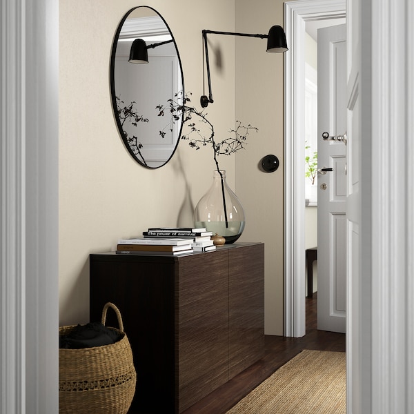 IKEA BESTÅ storage combination with doors, black-brown/Selsviken high-gloss/brown, 47 1/4x16 1/2x25 5/8 in, Ikea Ireland | 0853OFCJE