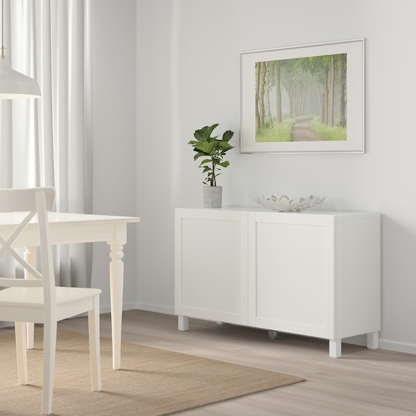 IKEA BESTÅ storage combination with doors, 47 1/4x16 1/2x29 1/8 in White / Hanviken / Stubbarp White, Ikea Ireland | 7854RBIWT