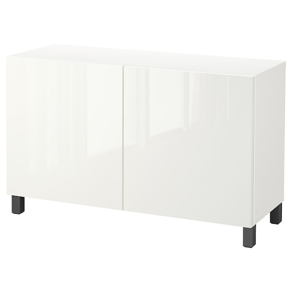 IKEA BESTÅ storage combination with doors, white/Selsviken/Stubbarp dark gray, 47 1/4x15 3/4x29 1/8 in, Ikea Ireland | 9708FBPLA