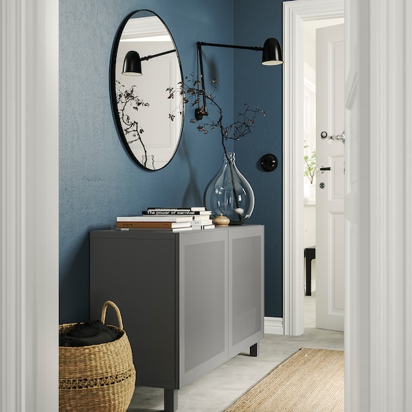 IKEA BESTÅ storage combination with doors, 47 1/4x16 1/2x29 1/8 in Dark Gray / Mörtviken / Stubbarp Dark Gray, Ikea Ireland | 4725IJYPR
