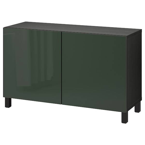 IKEA BESTÅ storage combination with doors, 47 1/4x16 1/2x29 1/8 in Black / Brown Selsviken / Stubbarp / High Gloss Dark Olive / Gre, Ikea Ireland | 4531NOMZJ