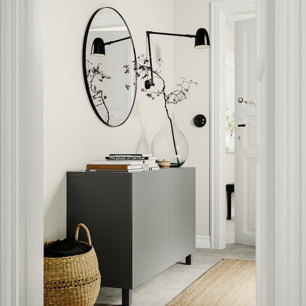 IKEA BESTÅ storage combination with doors, 47 1/4x16 1/2x29 1/8 in Dark Gray / Lappviken / Stubbarp Dark Gray, Ikea Ireland | 2896XPDAJ