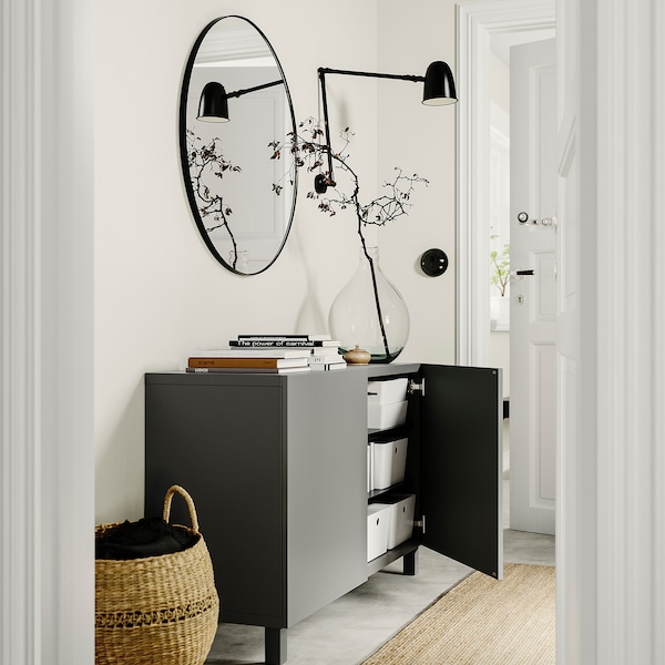 IKEA BESTÅ storage combination with doors, 47 1/4x16 1/2x29 1/8 in Dark Gray / Lappviken / Stubbarp Dark Gray, Ikea Ireland | 2896XPDAJ