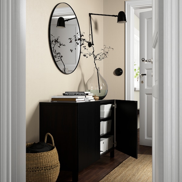 IKEA BESTÅ storage combination with doors, 47 1/4x16 1/2x29 1/8 in Black / Brown / Timmerviken / Stubbarp Black, Ikea Ireland | 0247PYKFW