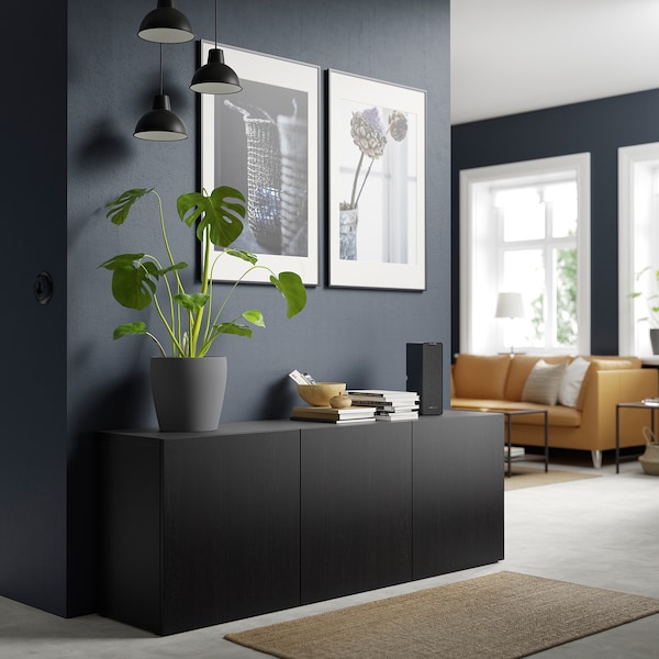 IKEA BESTÅ storage combination with doors, 70 7/8x16 1/2x25 5/8 in Black / Brown / Lappviken Black / Brown, Ikea Ireland | 2619PGDSM