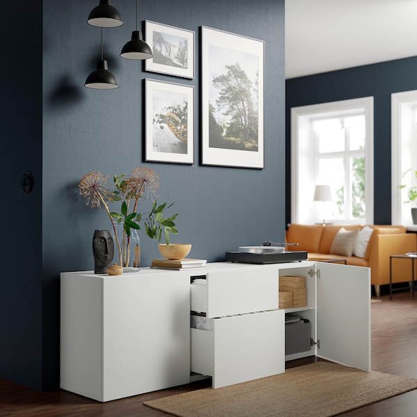 IKEA BESTÅ storage combination with drawers, white/Lappviken white, 70 7/8x16 1/2x25 5/8 in, Ikea Ireland | 2836KAGQU