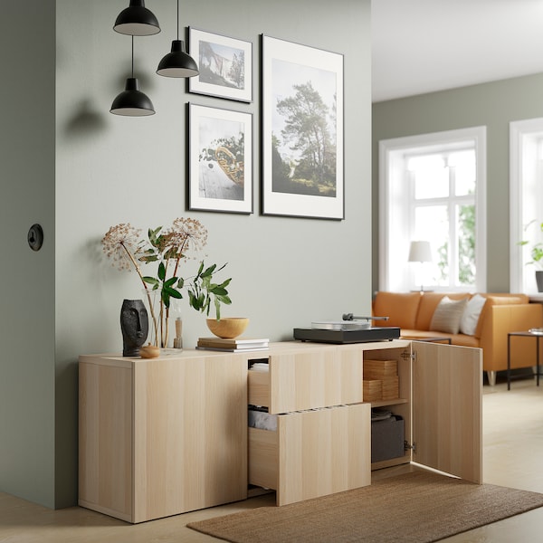 IKEA BESTÅ storage combination with drawers, 70 7/8x16 1/2x25 5/8 in White Stained Oak Effect / Lappviken White Stained Oak Effect, Ikea Ireland | 2953LUZHW