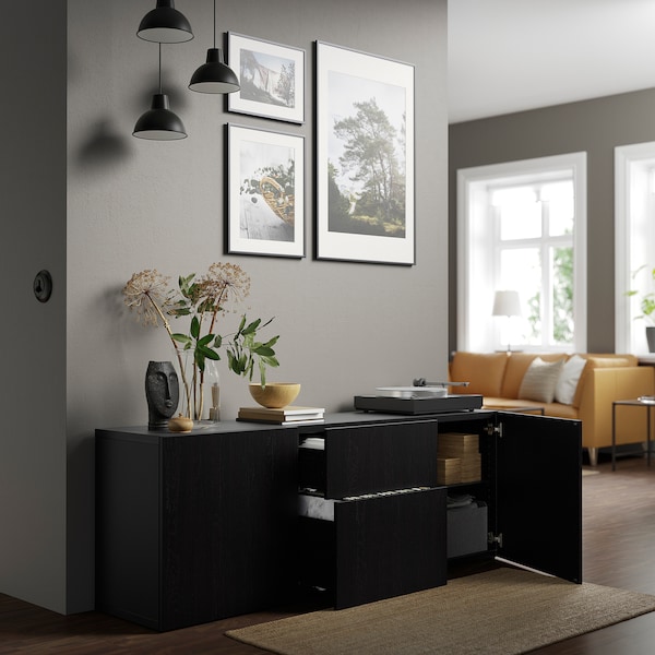 IKEA BESTÅ storage combination with drawers, black-brown/Lappviken black-brown, 70 7/8x16 1/2x25 5/8 in, Ikea Ireland | 6324NYEUQ