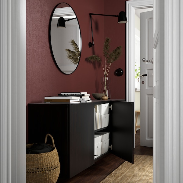 IKEA BESTÅ wall-mounted cabinet combination, 70 7/8x16 1/2x25 1/4 in Black / Brown / Lappviken Black / Brown, Ikea Ireland | 0763DVWFP